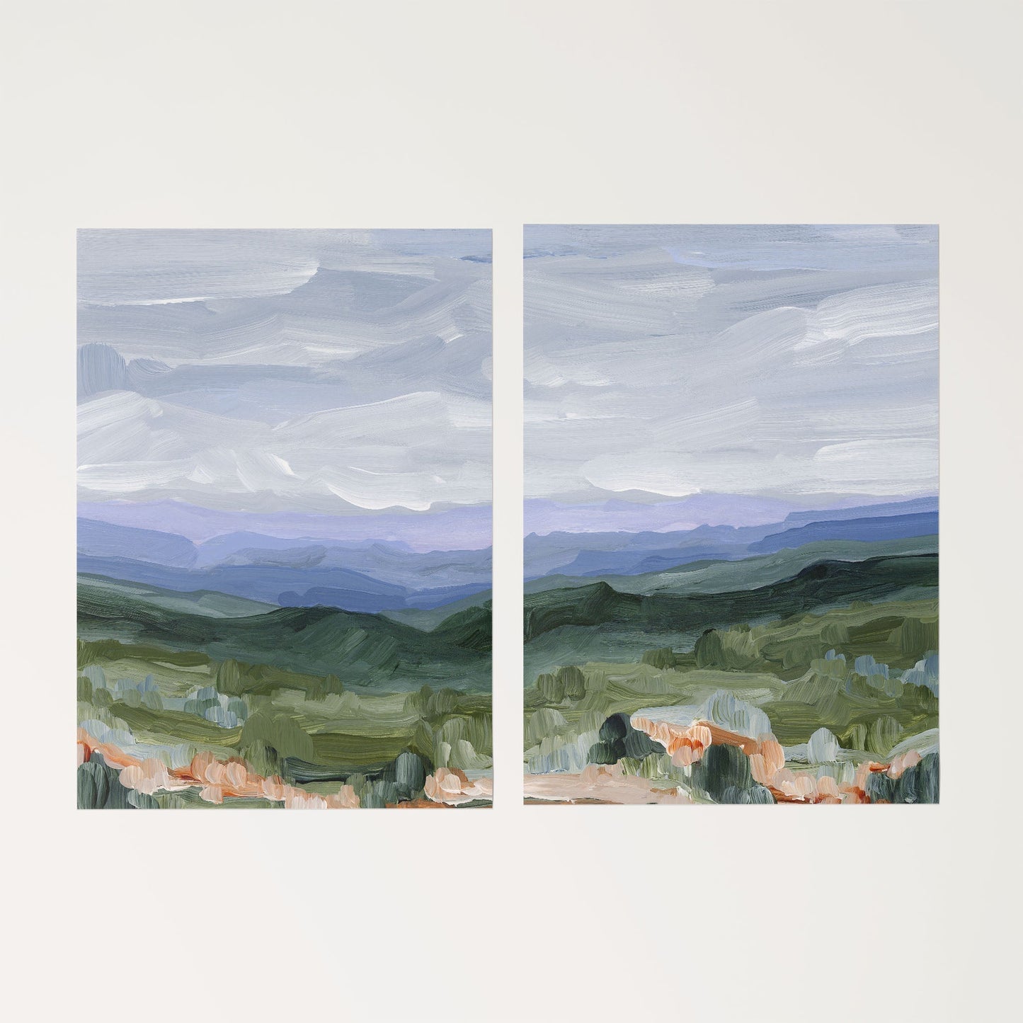 ’Blue Ridge’ Diptych Art Print || Set of 2 - Rolled Canvas / 8x10 in / No Frame - abstract - Appalachian - appalachian