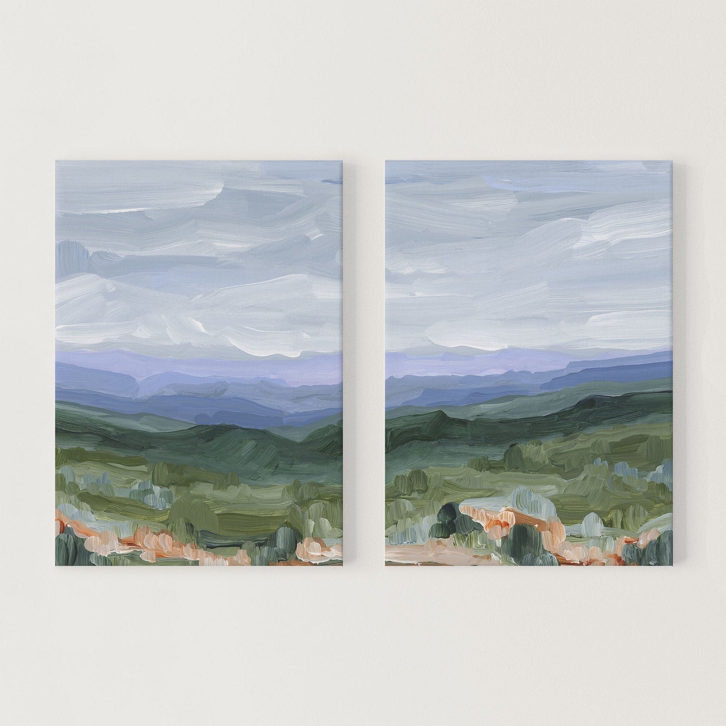 ’Blue Ridge’ Diptych Art Print || Set of 2 - Stretched Canvas / 8x10 in / No Frame - abstract - Appalachian