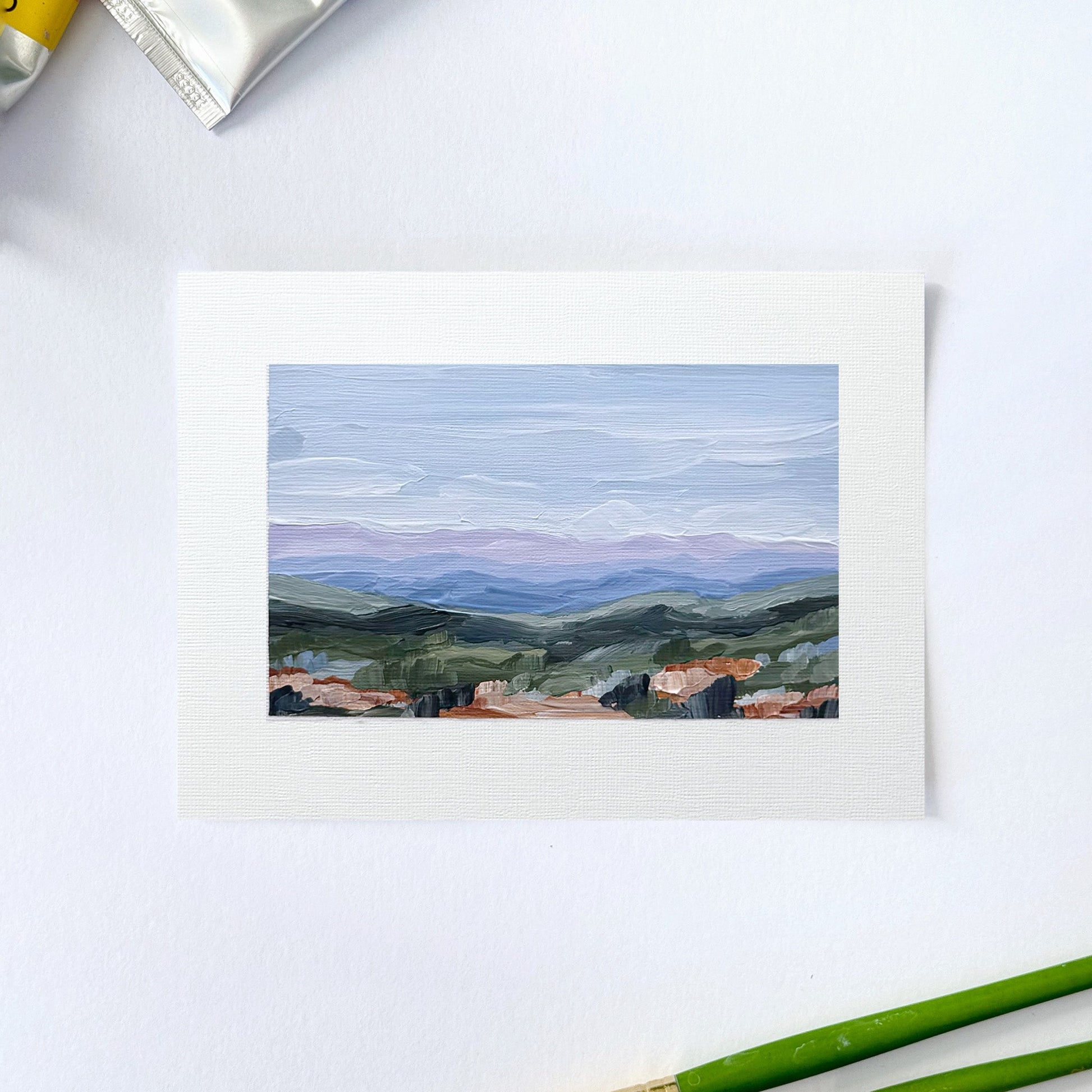 ’Blue Ridge II’ Original Painting || 5x7 - North Carolina Mountain - abstract - Acrylic - Artwork - Blue Mountains
