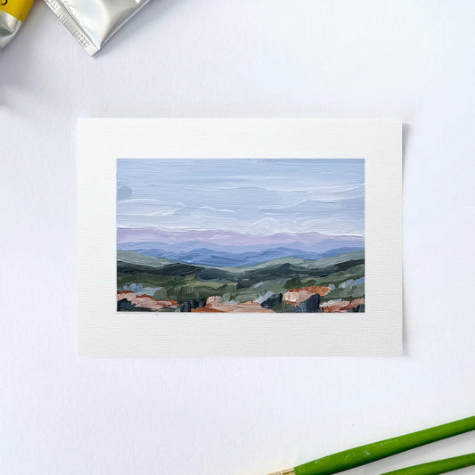 ’Blue Ridge II’ Original Painting || 5x7 - North Carolina Mountain - abstract - Acrylic - Artwork - Blue Mountains