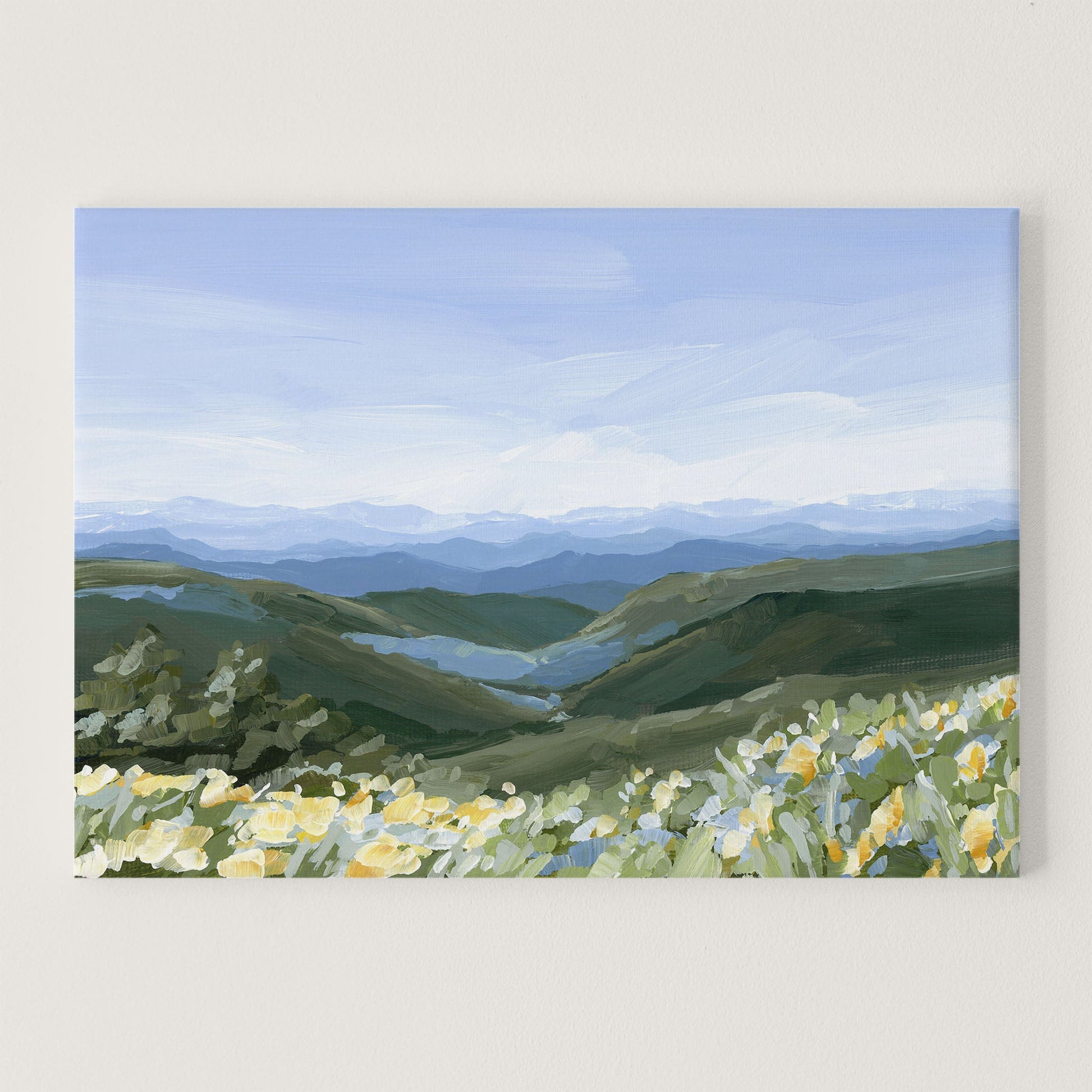 ’Blue Ridge in Bloom’ 16x20 Unframed Stretched Canvas Art Print || Final Sale - North Carolina Mountains Wall