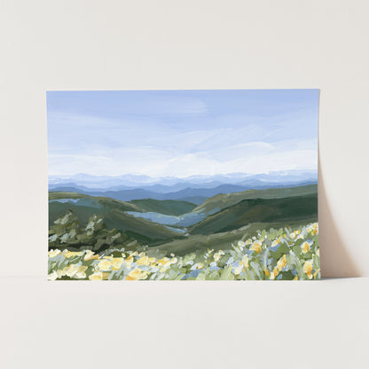 ’Blue Ridge in Bloom’ Art Print - Paper / 5x7 / No Frame - North Carolina Mountains Wall - Appalachian Trail - blue