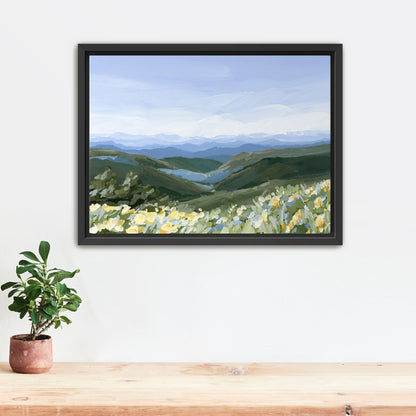 ’Blue Ridge in Bloom’ Art Print - Stretched Canvas / 8x10 / Black Frame - North Carolina Mountains Wall - Appalachian