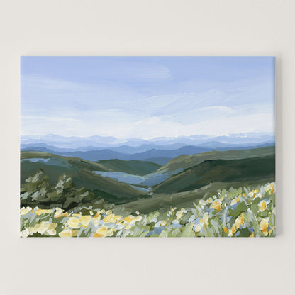 ’Blue Ridge in Bloom’ Art Print - Stretched Canvas / 8x10 / No Frame - North Carolina Mountains Wall - Appalachian