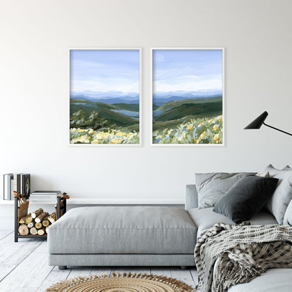 ’Blue Ridge in Bloom’ Diptych Art Print || Set of 2 - abstract - Appalachian - appalachian trail - Artwork