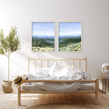 ’Blue Ridge in Bloom’ Diptych Art Print || Set of 2 - abstract - Appalachian - appalachian trail - Artwork