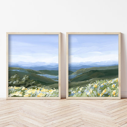 ’Blue Ridge in Bloom’ Diptych Art Print || Set of 2 - abstract - Appalachian - appalachian trail - Artwork
