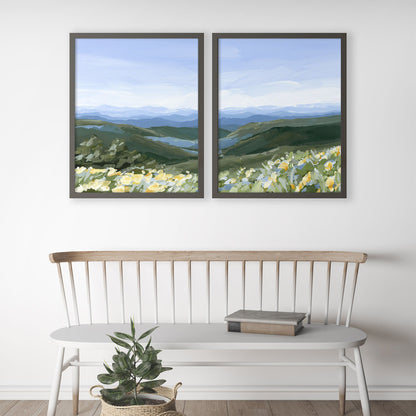 ’Blue Ridge in Bloom’ Diptych Art Print || Set of 2 - abstract - Appalachian - appalachian trail - Artwork