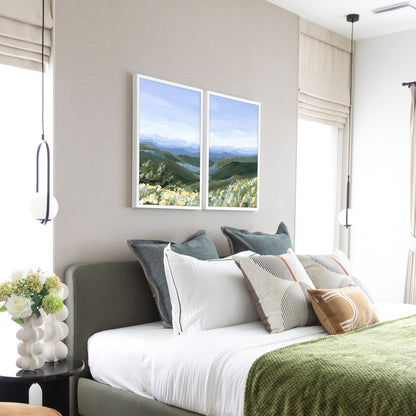 ’Blue Ridge in Bloom’ Diptych Art Print || Set of 2 - abstract - Appalachian - appalachian trail - Artwork