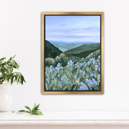 ’Blue Ridge Rising’ Art Print - Stretched Canvas / 8x10 in / Gold Frame