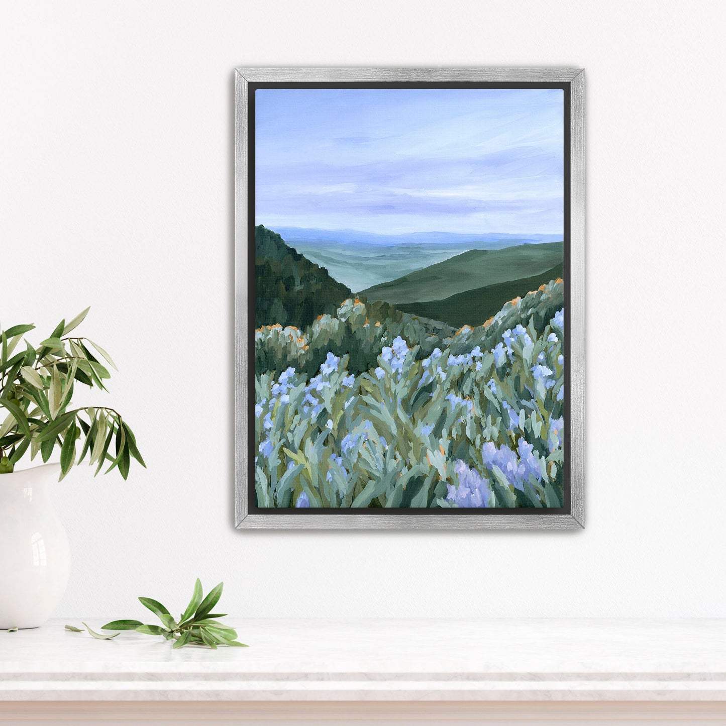 ’Blue Ridge Rising’ Art Print - Stretched Canvas / 8x10 in / Silver Frame