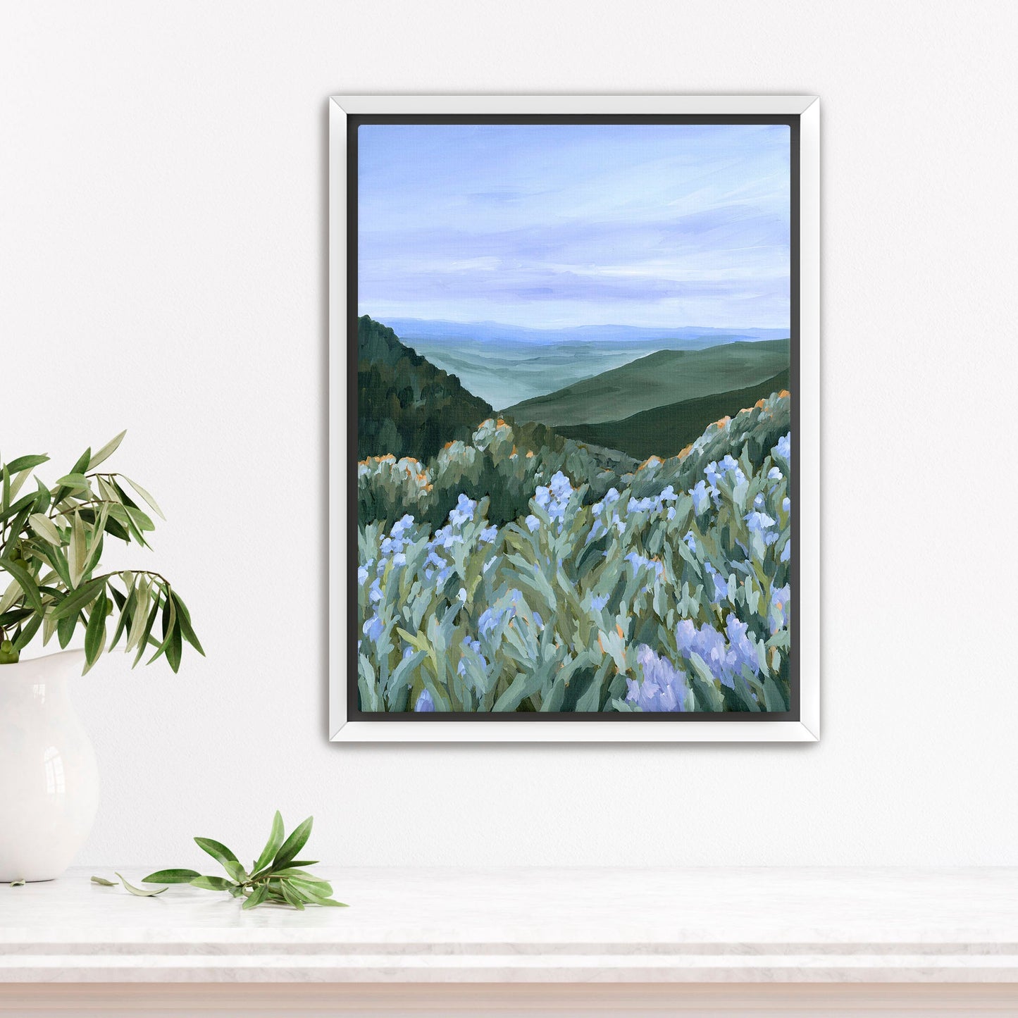 ’Blue Ridge Rising’ Art Print - Stretched Canvas / 8x10 in / White Frame