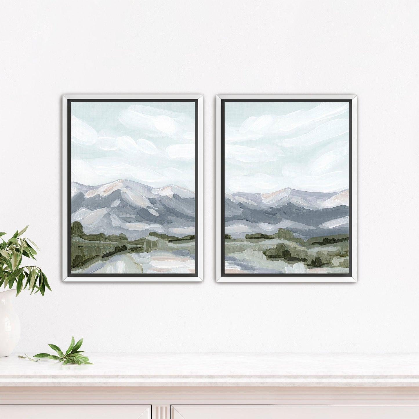 ’Breckenridge’ Diptych Art Print || Set of 2 - Stretched Canvas / 8x10 in / White Frame - abstract - Artwork