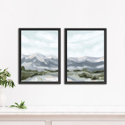 ’Breckenridge’ Diptych Art Print || Set of 2 - Stretched Canvas / 8x10 in / Black Frame - abstract - Artwork