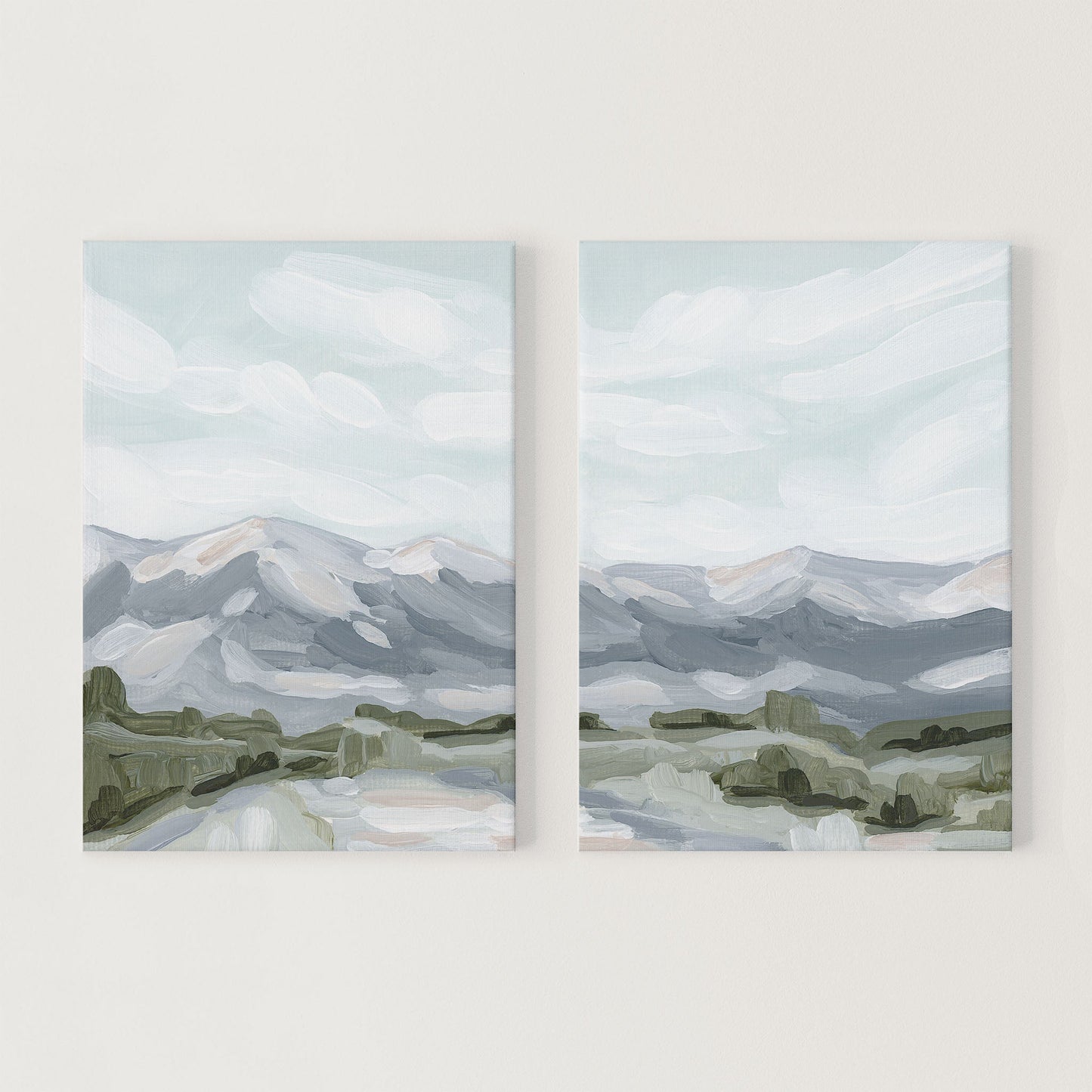 ’Breckenridge’ Diptych Art Print || Set of 2 - Stretched Canvas / 8x10 in / No Frame - abstract - Artwork