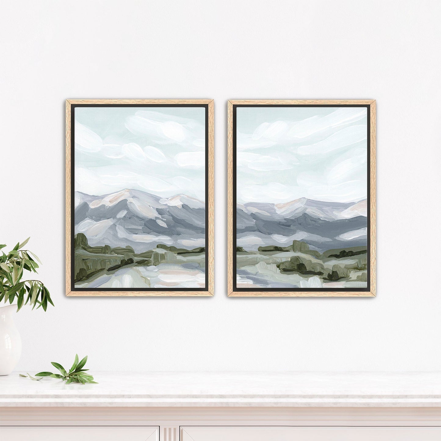 ’Breckenridge’ Diptych Art Print || Set of 2 - Stretched Canvas / 8x10 in / Oak Frame - abstract - Artwork
