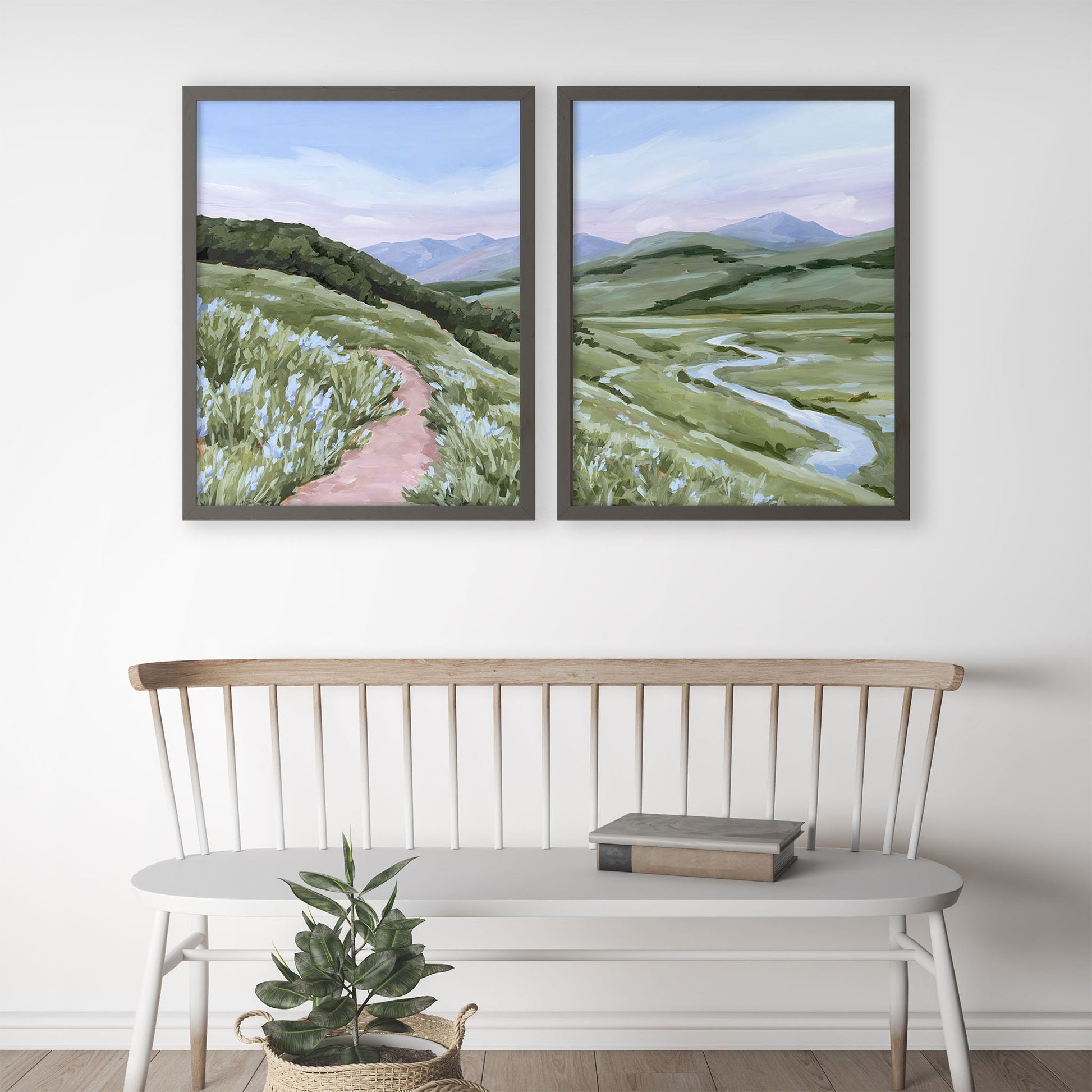 ’Brush Creek’ Diptych Art Print || Set of 2 abstract Artwork Colorado Crested Butte