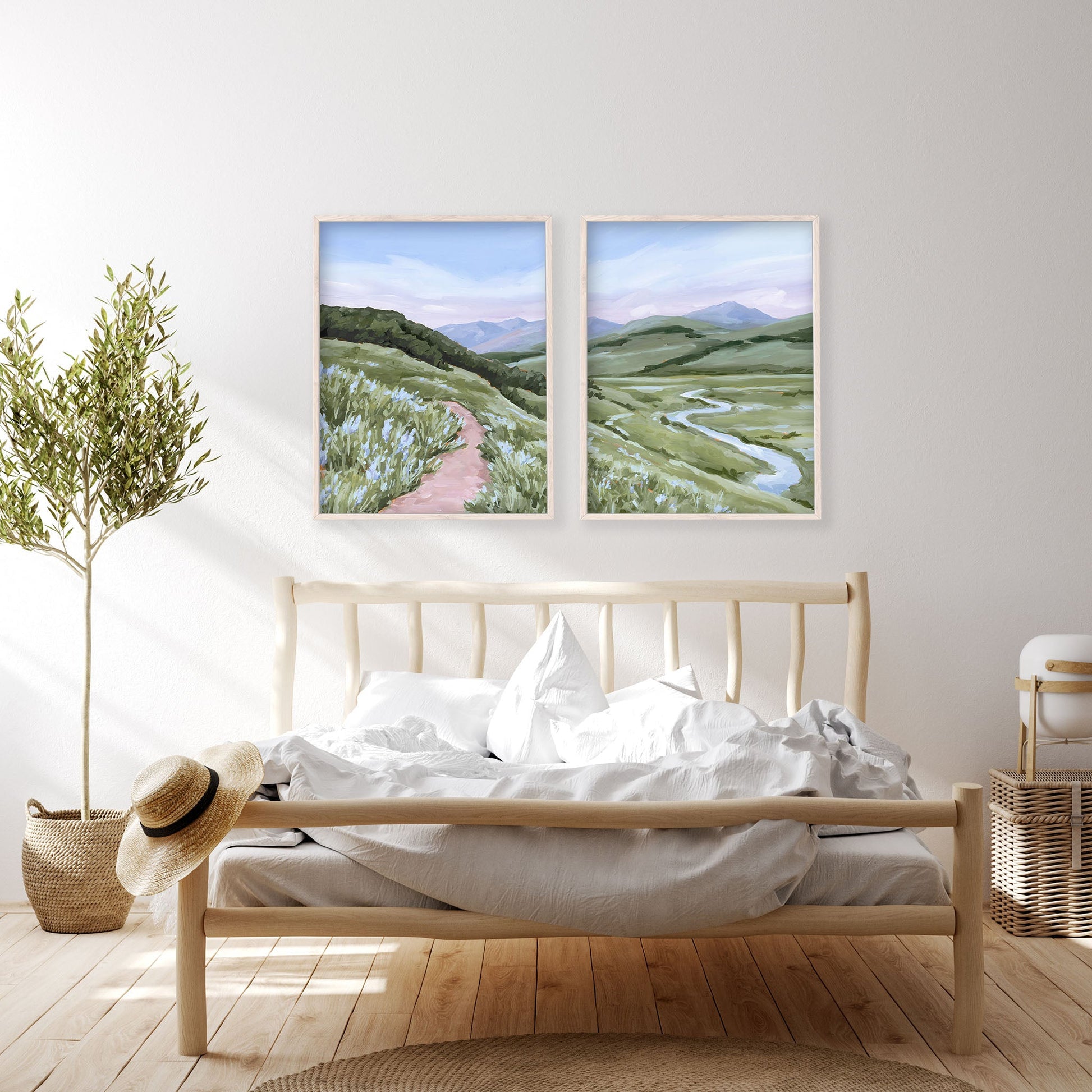 ’Brush Creek’ Diptych Art Print || Set of 2 abstract Artwork Colorado Crested Butte