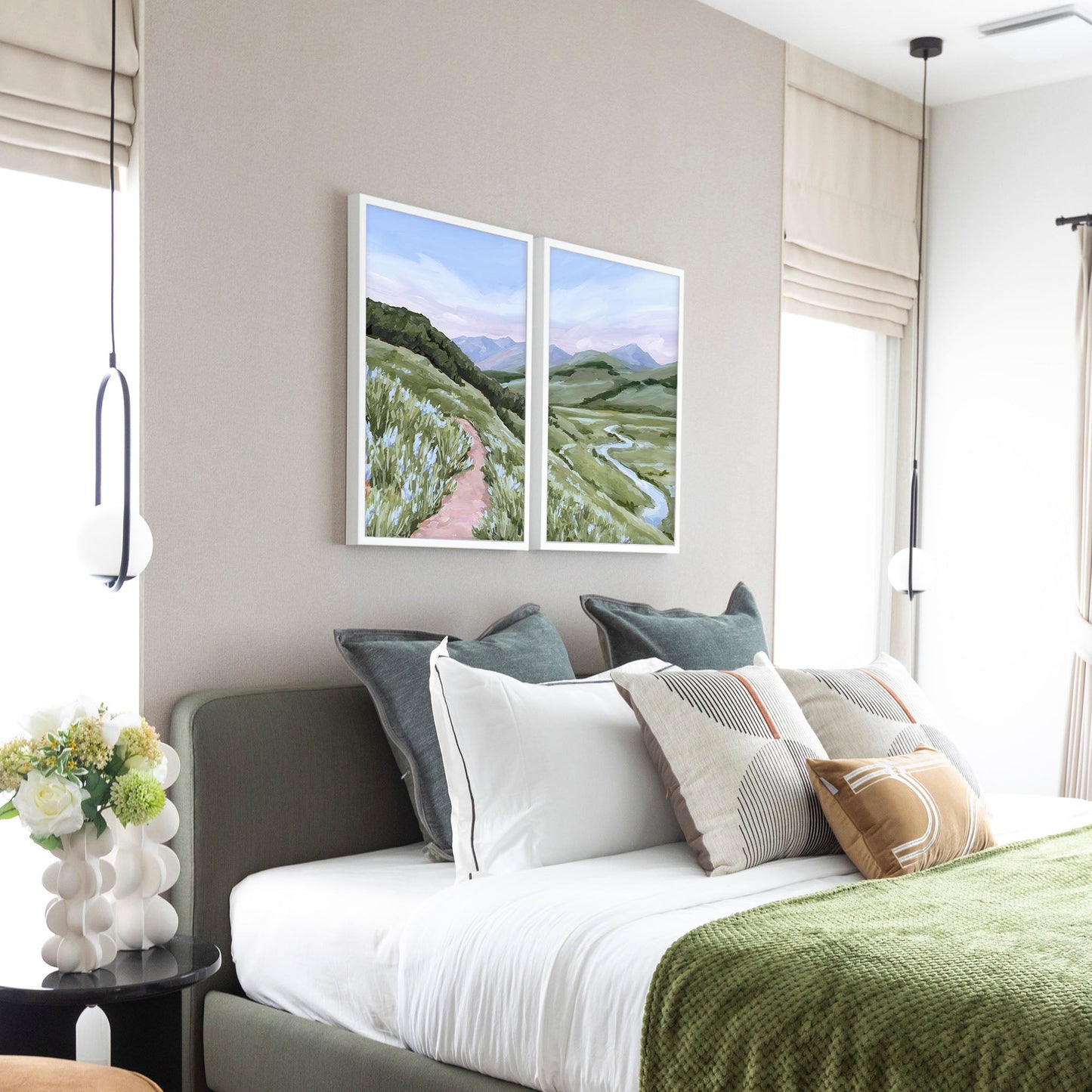 ’Brush Creek’ Diptych Art Print || Set of 2 abstract Artwork Colorado Crested Butte