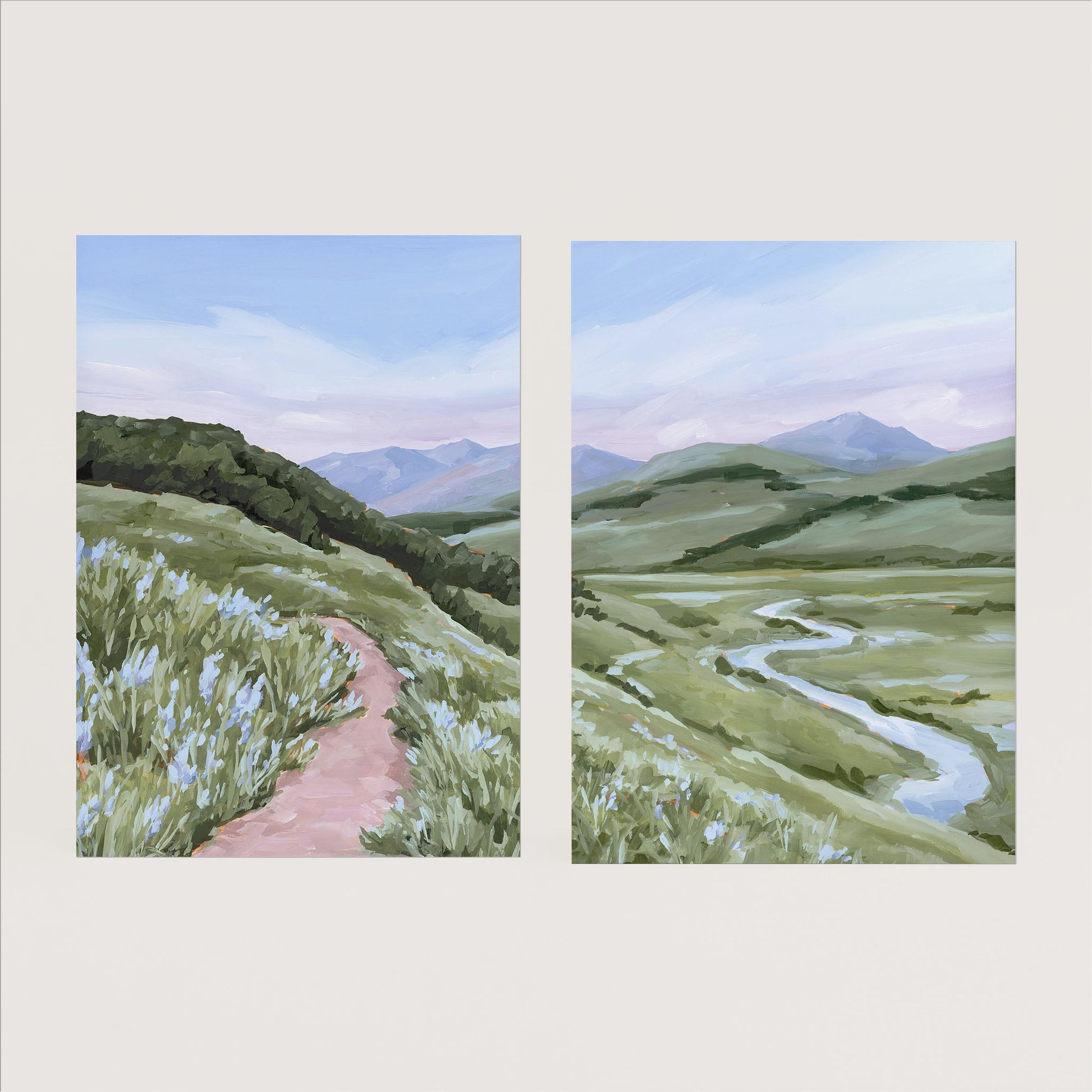 ’Brush Creek’ Diptych Art Print || Set of 2 Paper / 5x7 in / No Frame abstract Artwork Colorado Crested Butte