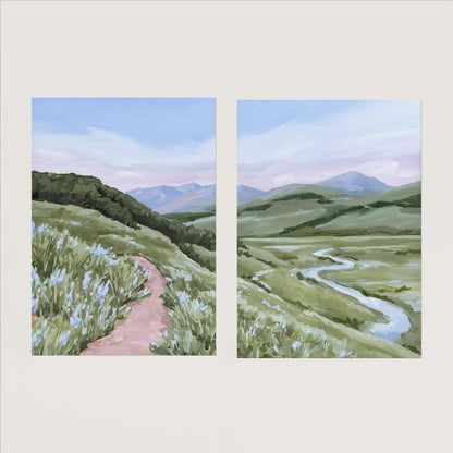 ’Brush Creek’ Diptych Art Print || Set of 2 - Paper / 5x7 in / No Frame - abstract - Artwork - Colorado - Crested Butte