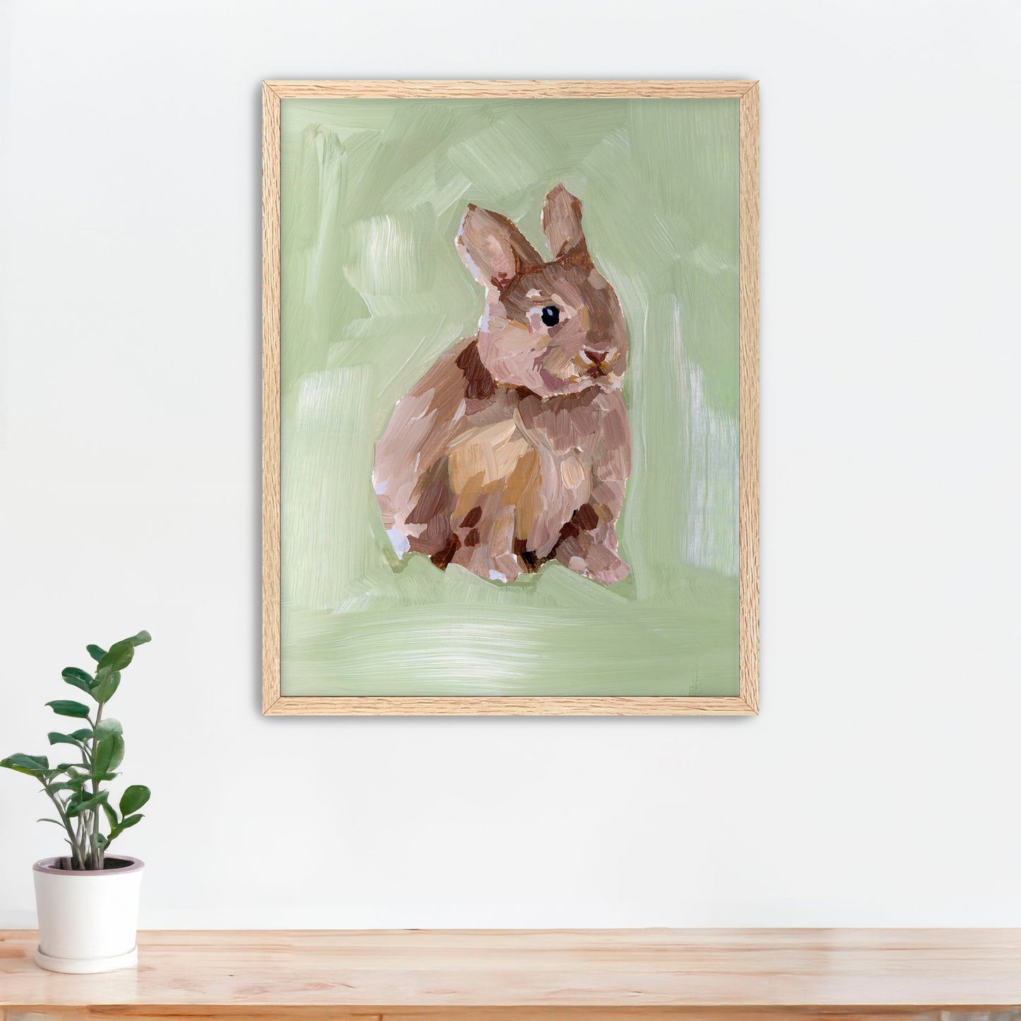 ’Bunny I’ Art Print - Paper / 5x7 in / Oak Frame - Kid’s Room Animal Wall - animal - animals - Artwork - Bedroom