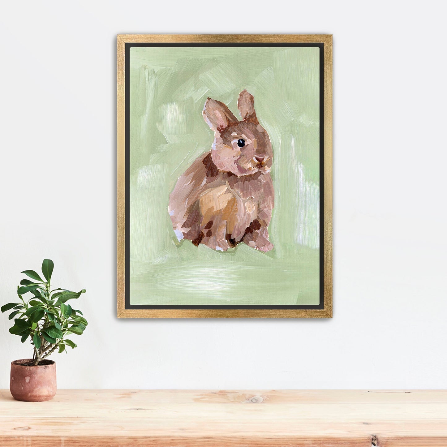 ’Bunny I’ Art Print - Stretched Canvas / 8x10 in / Gold Frame - Kid’s Room Animal Wall - animal - animals