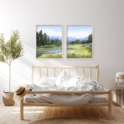 ’Canadian Rockies’ Diptych Art Print || Set of 2 - abstract - Artwork - Banff - National Park