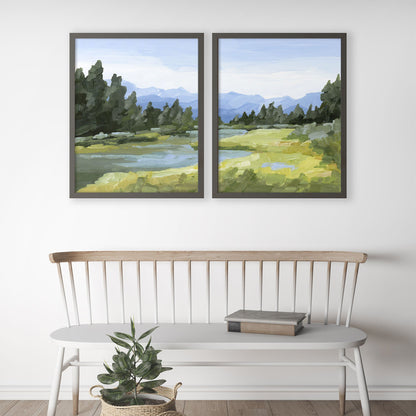 ’Canadian Rockies’ Diptych Art Print || Set of 2 - abstract - Artwork - Banff - National Park