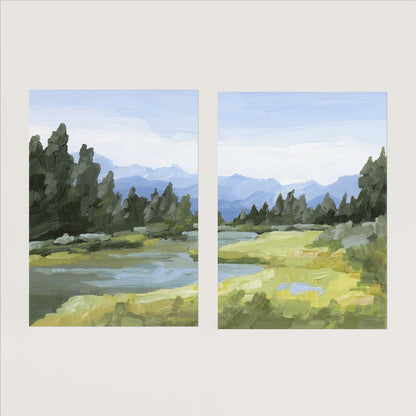 ’Canadian Rockies’ Diptych Art Print || Set of 2 - Paper / 5x7 in / No Frame - abstract - Artwork - Banff - National