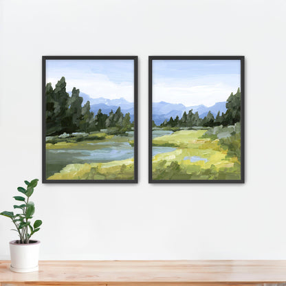 ’Canadian Rockies’ Diptych Art Print || Set of 2 - Paper / 5x7 in / Black Frame - abstract - Artwork - Banff - National
