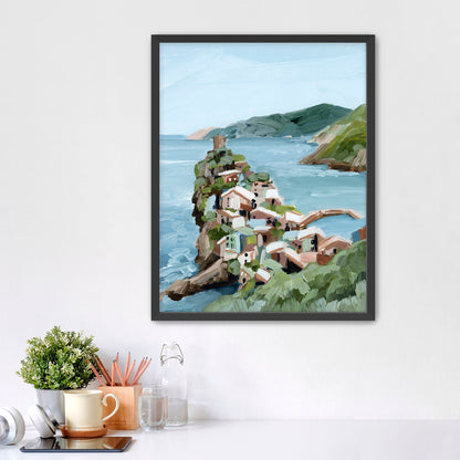 ’Cliffs of Vernazza’ Art Print - Paper / 5x7 in / Black Frame - Cinque Terre Italy Wall - Terra - Coastal - Europe