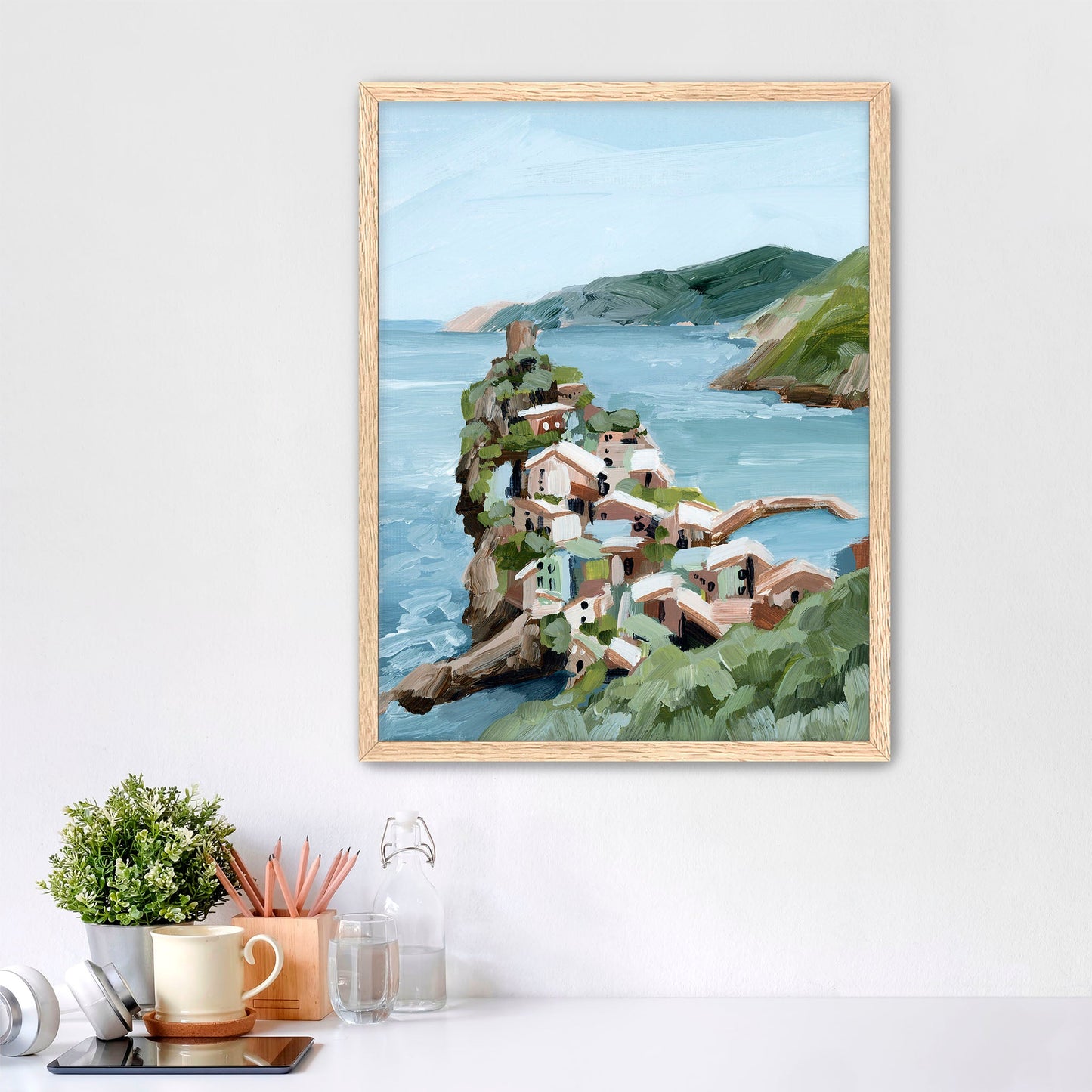 ’Cliffs of Vernazza’ Art Print - Paper / 5x7 in / Oak Frame - Cinque Terre Italy Wall - Terra - Coastal - Europe