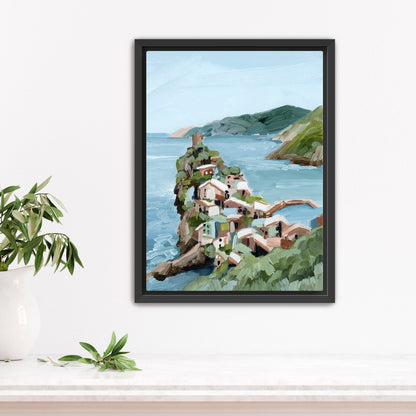 ’Cliffs of Vernazza’ Art Print - Stretched Canvas / 8x10 in / Black Frame - Cinque Terre Italy Wall - Terra