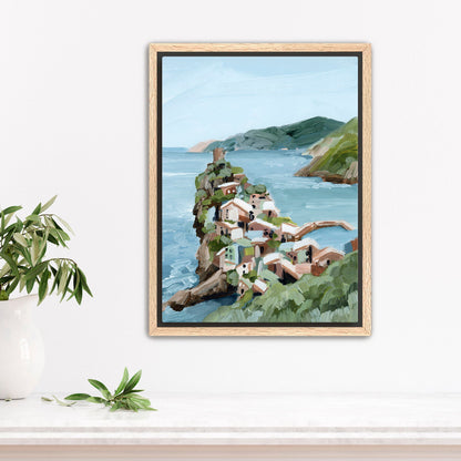 ’Cliffs of Vernazza’ Art Print - Stretched Canvas / 8x10 in / Oak Frame - Cinque Terre Italy Wall - Terra - Coastal