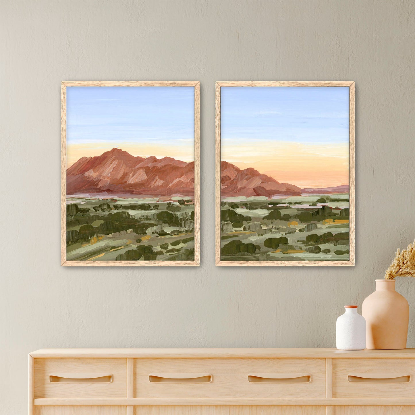 ’Color of Tucson’ Diptych Art Print || Set 2 - Paper / 5x7 in / Oak Frame - abstract - Arizona - Artwork - Desert