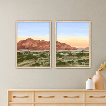 ’Color of Tucson’ Diptych Art Print || Set 2 - Paper / 5x7 in / Oak Frame - abstract - Arizona - Artwork - Desert