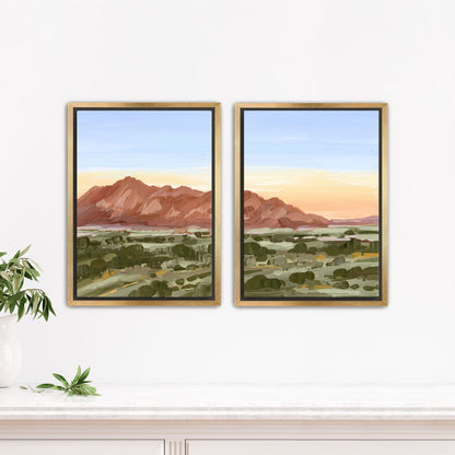 ’Color of Tucson’ Diptych Art Print || Set 2 - Stretched Canvas / 8x10 in / Gold Frame - abstract - Arizona