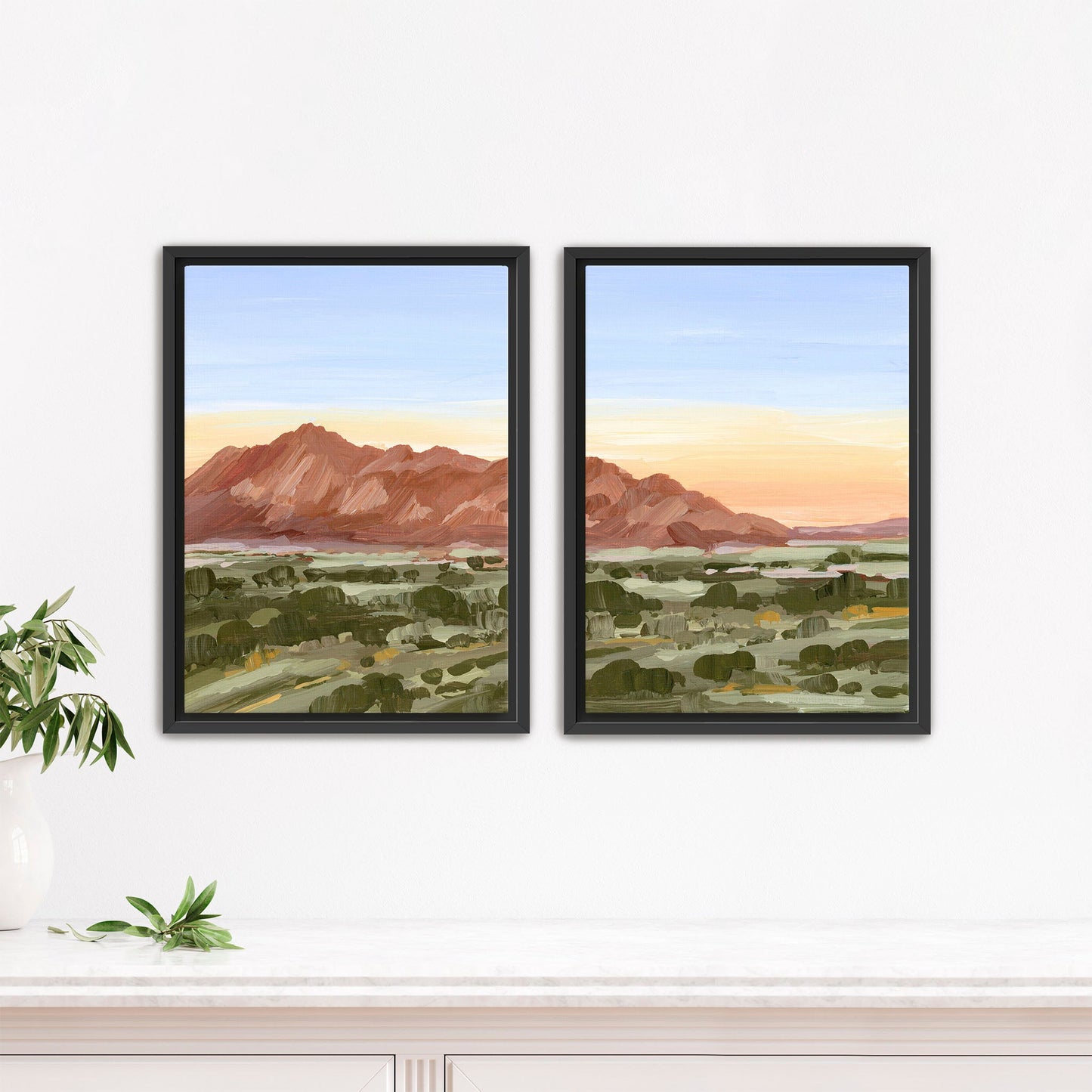 ’Color of Tucson’ Diptych Art Print || Set 2 - Stretched Canvas / 8x10 in / Black Frame - abstract - Arizona