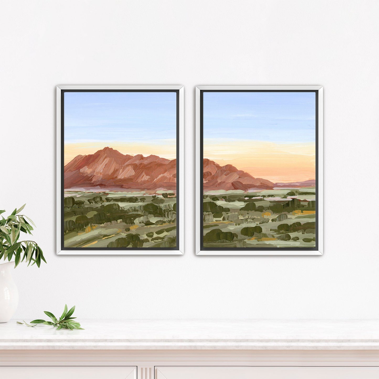 ’Color of Tucson’ Diptych Art Print || Set 2 - Stretched Canvas / 8x10 in / White Frame - abstract - Arizona