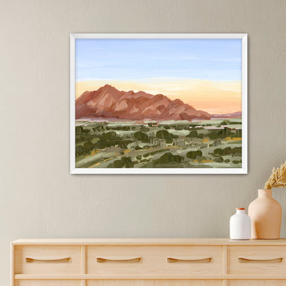 ’Colors of Tucson’ Art Print - Paper / 5x7 in / White Frame - Arizona Desert Landscape Painting - Mountain