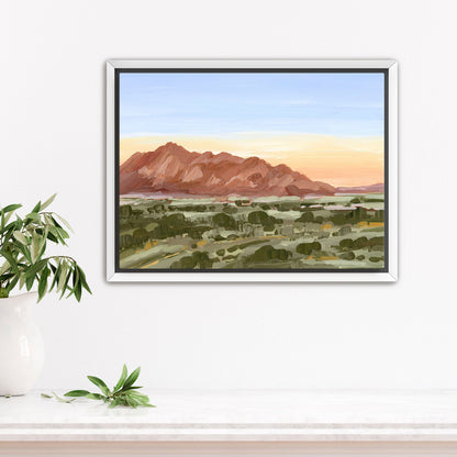 ’Colors of Tucson’ Art Print - Stretched Canvas / 8x10 in / White Frame - Arizona Desert Landscape Painting - Mountain