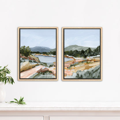 ’Coming Home’ Diptych Art Print || Set of 2 - Stretched Canvas / 8x10 in / Oak Frame - abstract - Artwork - Autumn