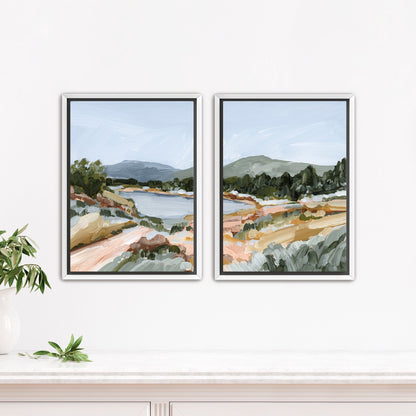 ’Coming Home’ Diptych Art Print || Set of 2 - Stretched Canvas / 8x10 in / White Frame - abstract - Artwork - Autumn