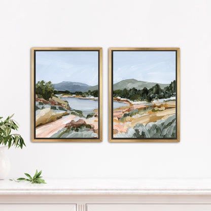’Coming Home’ Diptych Art Print || Set of 2 - Stretched Canvas / 8x10 in / Gold Frame - abstract - Artwork - Autumn