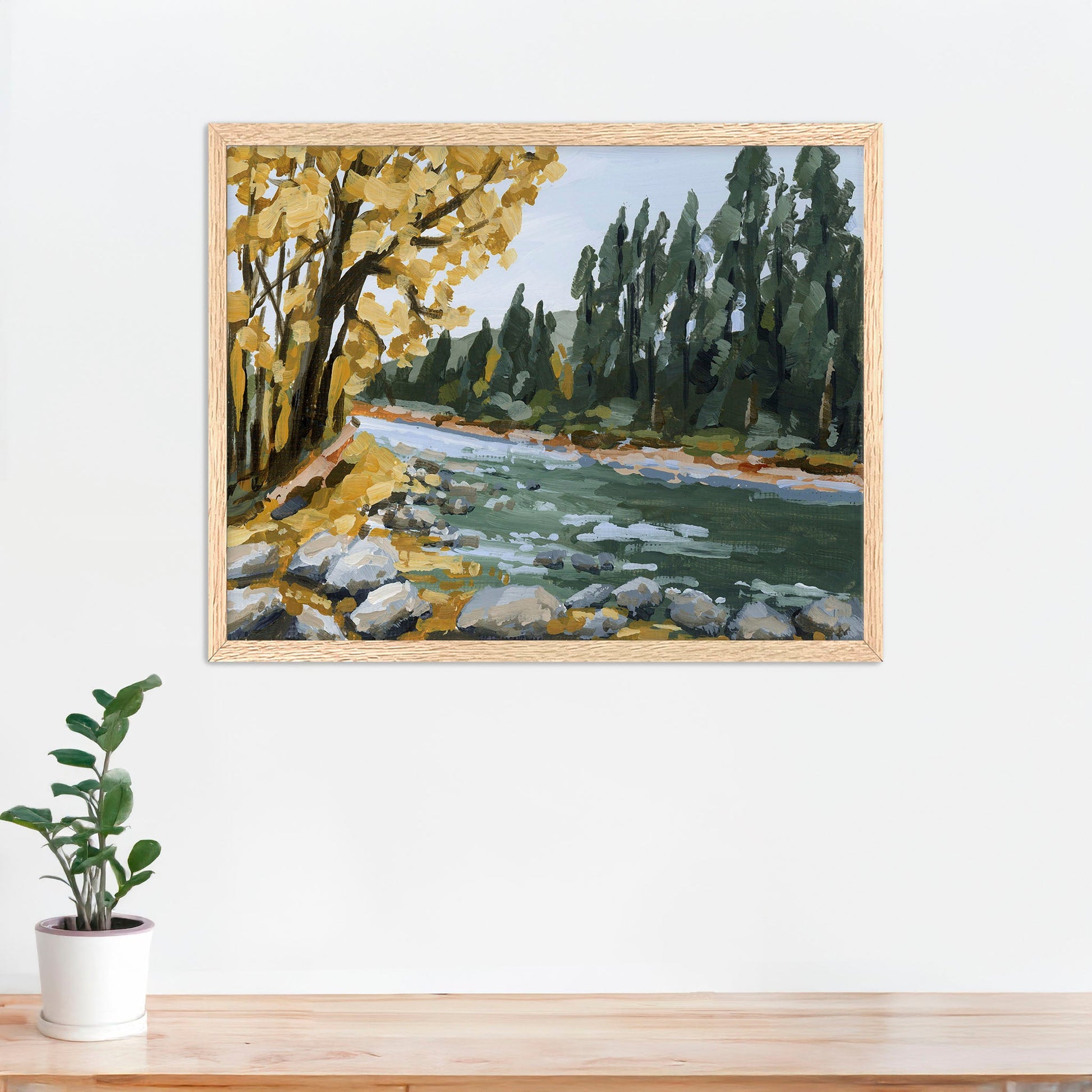 ’Creekside Meandering’ Art Print - Paper / 5x7 in / Oak Frame - Beaver Creek Colorado Wall - abstract - Artwork