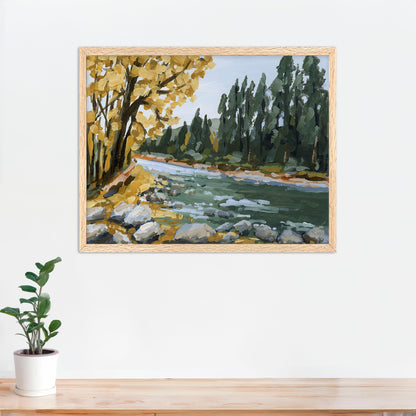 ’Creekside Meandering’ Art Print - Paper / 5x7 in / Oak Frame - Beaver Creek Colorado Wall - abstract - Artwork