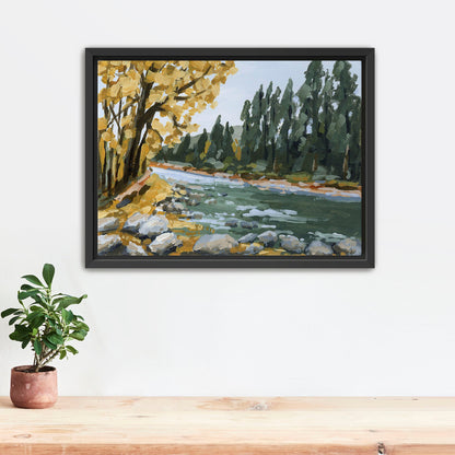 ’Creekside Meandering’ Art Print - Stretched Canvas / 8x10 in / Black Frame - Beaver Creek Colorado Wall - abstract