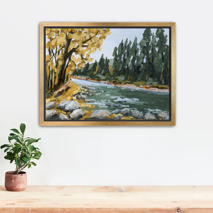 ’Creekside Meandering’ Art Print - Stretched Canvas / 8x10 in / Gold Frame - Beaver Creek Colorado Wall - abstract