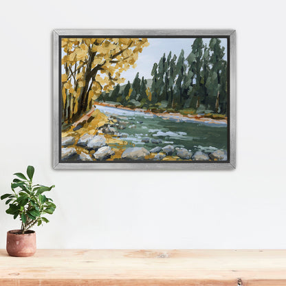 ’Creekside Meandering’ Art Print - Stretched Canvas / 8x10 in / Silver Frame - Beaver Creek Colorado Wall - abstract